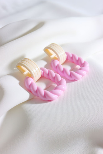 Pembe Kare Burgu Mika Küpe Pembe Kare Burgu Mika Küpe