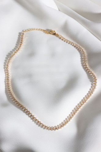 Badem Taşlı Gold Renk Su Yolu Vip Kolye