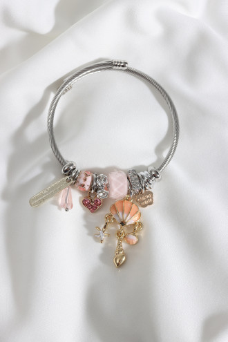 Çelik Model Deniz Kabuğu Figür Gümüş Renk Bileklik