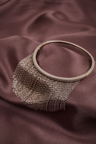 Zincir Sallantılı 925 Ayar Gümüş Kelepçe Bileklik 18,73Gr