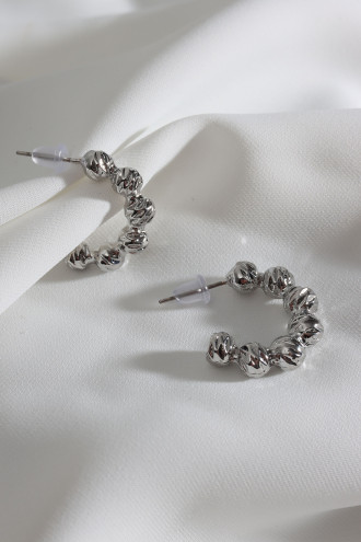 Vintage Gümüş Renk Halka Küpe