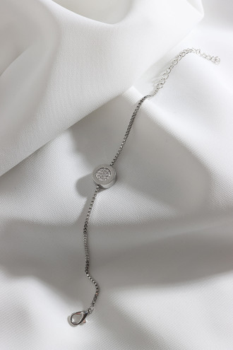 Beyaz Zircon Taşlı Yuvarlak Şeritli Gold Renk Bileklik