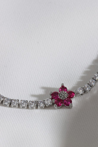 Çiçekli Gümüş Renk Su Yolu Çelik Bileklik