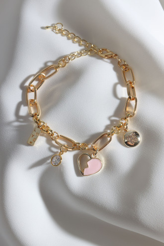 Charmlı Gold Renk Zincir Bileklik