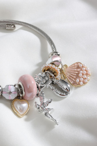 Çelik Model Pembe Deniz Kabuğu Figür Gümüş Renk Bileklik