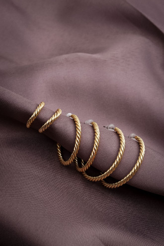 6'Lı Gold Renk Bukle Halka Küpe