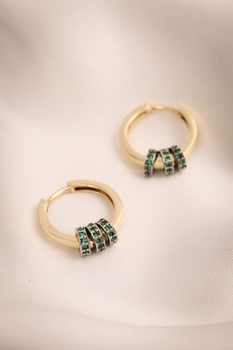 Yeşil Taşlı Rondela Halka Küpe