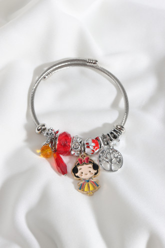 Çelik  Model Renkli Çocuk Figür Gümüş Renk Bileklik