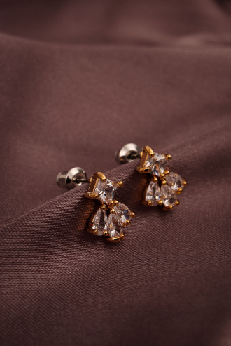 Zircon Taşlı Gold Renk Küpe Zircon Taşlı Gold Renk Küpe