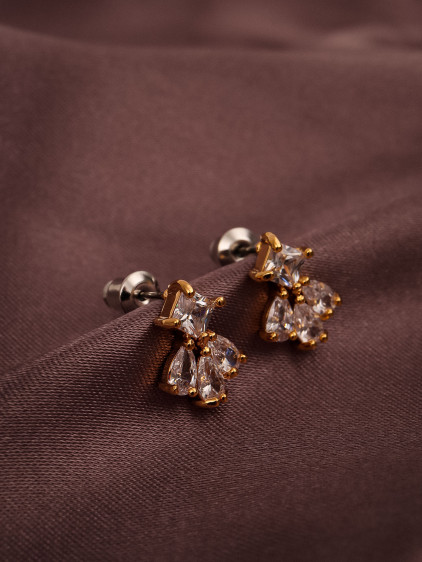 Zircon Taşlı Gold Renk Küpe Zircon Taşlı Gold Renk Küpe