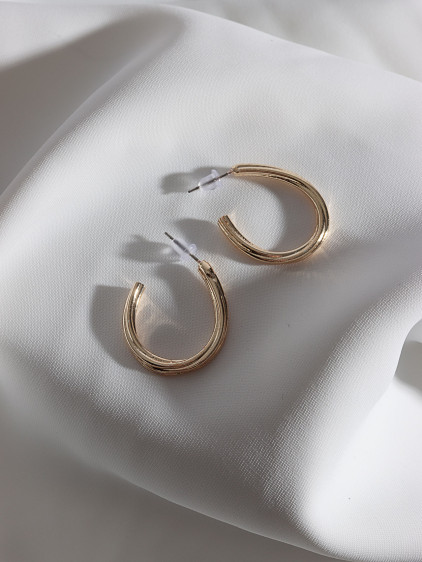 Vintage Oval Gold Renk Halka Küpe