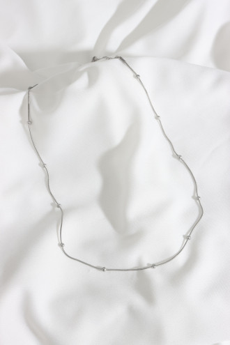 Top Yılan Zincirli Çelik Gümüş Renk Kolye