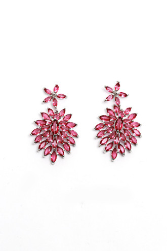 Pembe Taşlı Sallantılı Abiye Küpe Pembe Taşlı Sallantılı Abiye Küpe