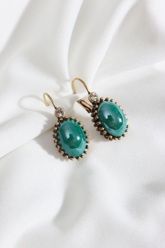 Yeşil Oval Otantik Küpe