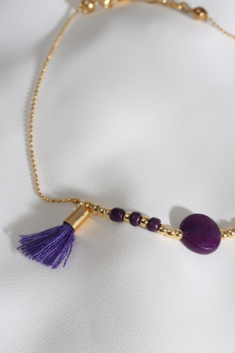 Mor Taşlı Gold Renk Halhal