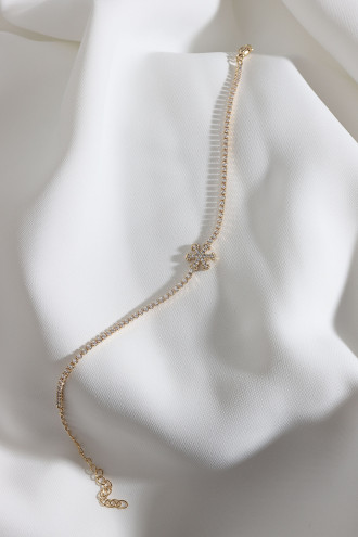 Kar Tanesi Figürlü Zircon Taşlı Gold Renk Suyolu Bileklik