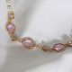 Pembe Oval Taşlı İnci Kolye