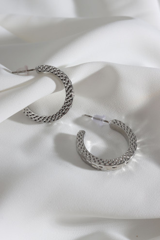 Vintage Gümüş Renk Halka Küpe