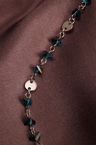 Mavi Kristal Taşlı Gümüş Renk Kolye