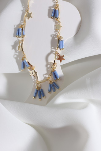 Mor Boncuk Sallantılı Gold Renk Zincirli Yıldız Detay Halhal