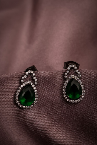 Antarsit Yeşil Taşlı Abiye Küpe