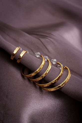 6'Lı Gold Renk Dövme Halka Küpe