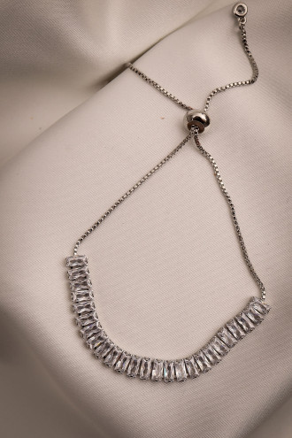 Baget Zircon Taşlı Asansörlü Gümüş Renk Renk Bileklik Baget Zircon Taşlı Asansörlü Gümüş Renk Renk Bileklik