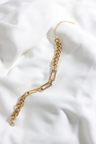 Çelik Zincir Detay Gold Renk Bileklik