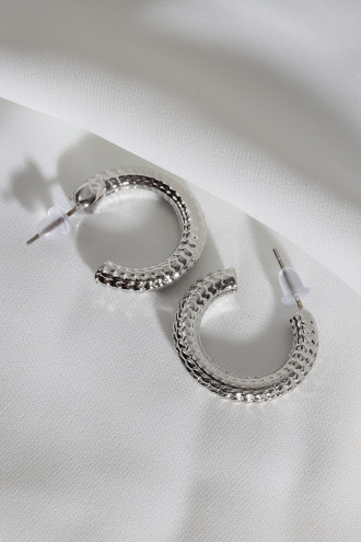 Vintage Gümüş Renk Halka Küpe