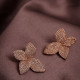 Zircon Taşlı Rose Çiçek Abiye Küpe