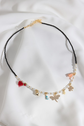 Yusufçuk Uçlu Siyah Boncuk Kolye Yusufçuk Uçlu Siyah Boncuk Kolye