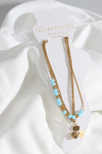 Çelik 2'Li Bocuk Detaylı Gold Renk Yonca Halhal