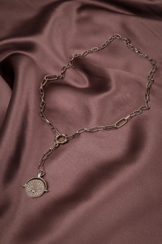 Galaksi Uçlu Uzun Gümüş Renk Kolye