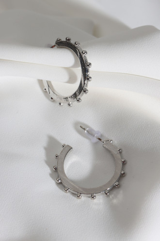 Vintage Gümüş Renk Halka Küpe