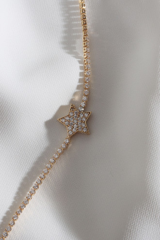 Yıldız Figürlü Zircon Taşlı Gold Renk Suyolu Bileklik