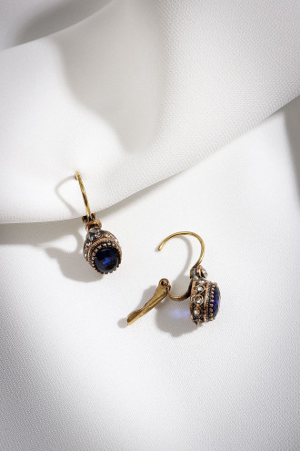 Lacivert Taşlı Otantik Küpe