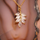 Zircon Taşlı Yaprak Model Gold Renk Kolye