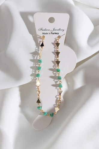 Boncuklu Gold Renk Üçgen Zincir Halhal