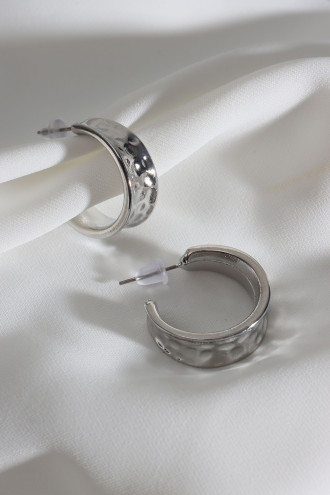 Vintage Gümüş Renk Halka Küpe