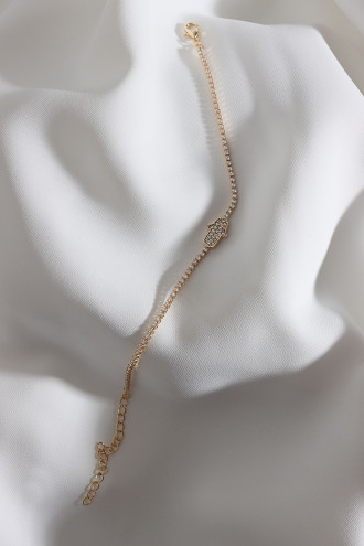 Fatma Ana El Figürlü Zircon Taş Gold Renk Suyolu Bileklik