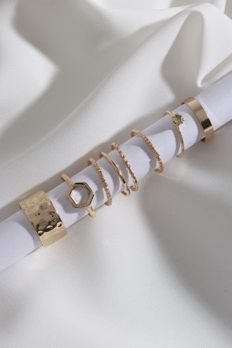 7 Adet Gold Renk Çoklu Yüzük Seti