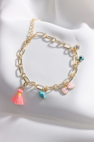 Charmlı Gold Renk Halhal