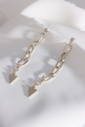 ÜÇGEN SALLANTILI ZİNCİR GOLD KÜPE