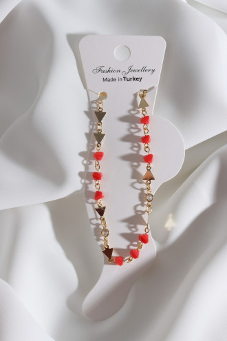 Boncuklu Gold Renk Üçgen Zincir Halhal