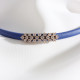 Mavi Yumuşak Deri Gold Renk Zircon Taşlı Choker