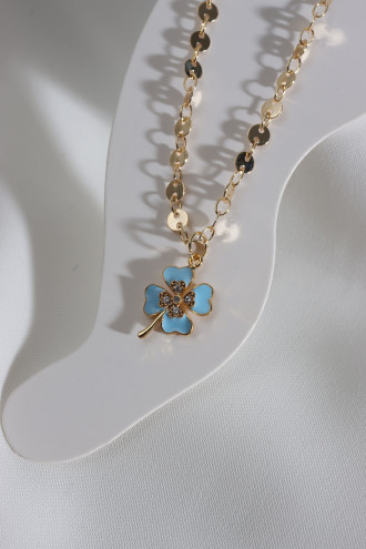 Mavi Mineli Dört Yapraklı Yonca Halhal