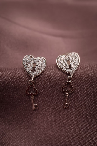 Anahtar Sallantılı Kilit Kalp Küpe