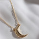 Zircon Taşlı Gold Renk Ay Kolye