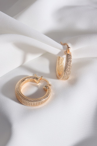 Dokulu Gold Renk Vintage Halka Küpe