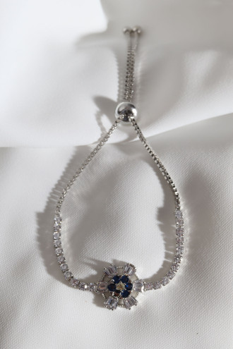 Zircon Taşlı Gümüş Renk Asansörlü Bileklik